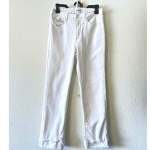 Good American Good Straight Coastal White High Rise Raw Hem Jeans SZ 10/30